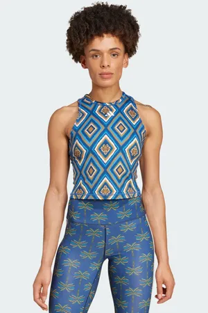 adidas Playera Sin Mangas de Training x Farm Rio Night Indigo - Mujer
