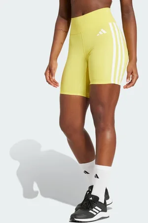 adidas Mallas Cortas Optime Essentials Tres Franjas Pure Sulfur - Mujer