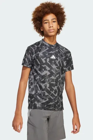adidas Playera Sport Icons Fractal Print Infantil Gris Five - Niño