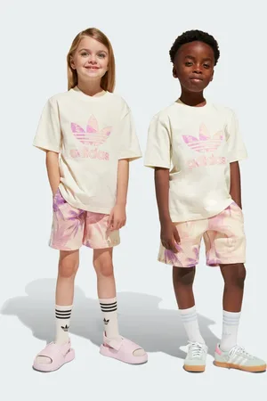 adidas Conjunto Shorts Playera Crema Blanco - Niño