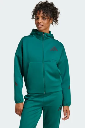 adidas Sudadera Con Gorro Z.N.E. Cierre Frontal Collegiate Verde - Mujer