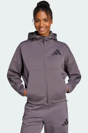 adidas Sudadera Con Gorro Z.N.E. Cierre Frontal Gris Strata - Mujer