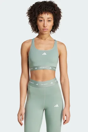 adidas Top Deportivo Techfit Plata Verde - Mujer