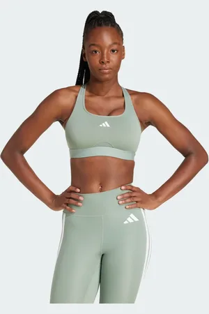 adidas Top Deportivo Powerreact Para Training Plata Verde - Mujer