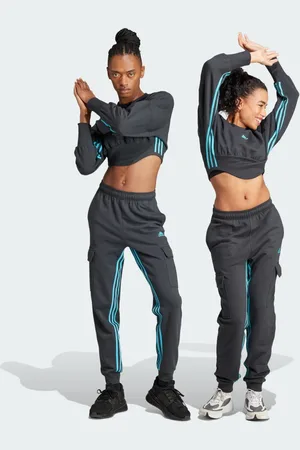 adidas Pants Cargo Dance Corte Alto 3 Franjas Puños Ajustados Carbon - Mujer