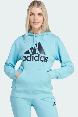 adidas Sudadera Con Gorro Essentials Logo Grande Light Aqua - Mujer
