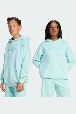 adidas Sudadera Con Capucha Oversized Logo Grande Niños Semi Flash Aqua - Niño