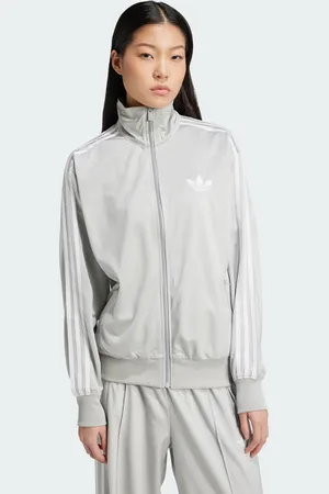 adidas Chamarra Deportiva Adicolor Classic Firebird Holgada Gris Two - Mujer