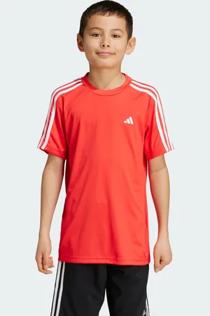 adidas Playera Train Essentials Aeroready 3 Franjas Ajuste Clásico Bright Rojo - Niño