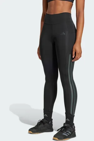 adidas Mallas Optime 3 Franjas Largo Completo Corte Alto Negro - Mujer