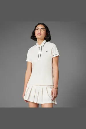 adidas Playera Polo Originals Twistknit Trifolio Chalk Blanco - Mujer
