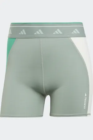 adidas Mallas Cortas Techfit Colorblock Plata Verde - Mujer