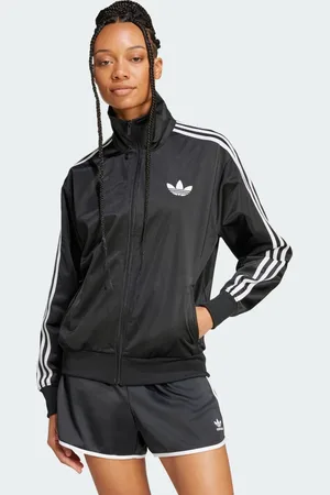 adidas Chamarra Deportiva Adicolor Classic Firebird Holgada Negro - Mujer