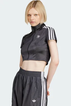 adidas Chamarra Manga Corta Adicolor Negro - Mujer