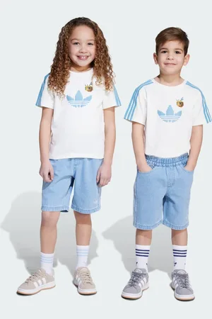 adidas Conjunto Playera y Shorts Originals x Minecraft Off Blanco - Niño