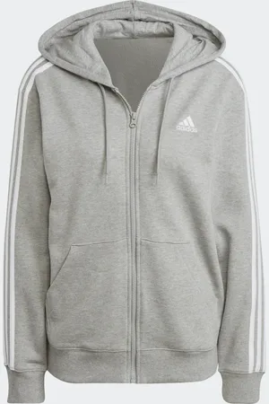 adidas Sudadera Con Gorro Essentials 3 Franjas Medium Gris Gris - Mujer