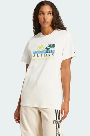 adidas Playera Holgada Trifolio Series Island Club Blanco - Mujer