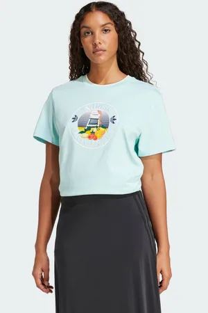 adidas Playera Holgada Trifolio Series Beach Club Semi Flash Aqua - Mujer