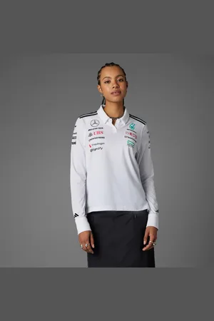 adidas Playera Polo Manga Larga de Piloto Mercedes - Amg Petronas F1 Team Blanco - Mujer
