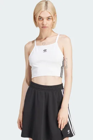 adidas Playera Corta Adicolor 3 Franjas Blanco - Mujer