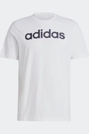 adidas Playera Essentials Logo Lineal Bordado Tejido Jersey Blanco - Hombre