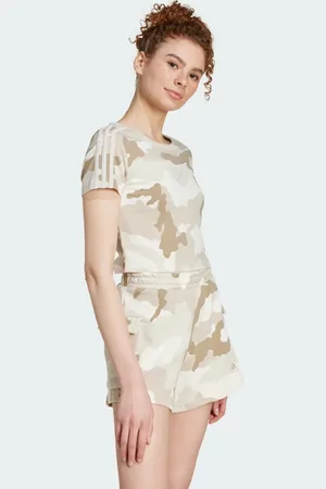 adidas Playera Essentials 3 Franjas Estampado de Camuflaje Alumina - Mujer