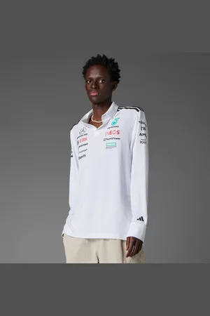 adidas Playera Polo Manga Larga de Piloto Mercedes - Amg Petronas F1 Team Blanco - Hombre