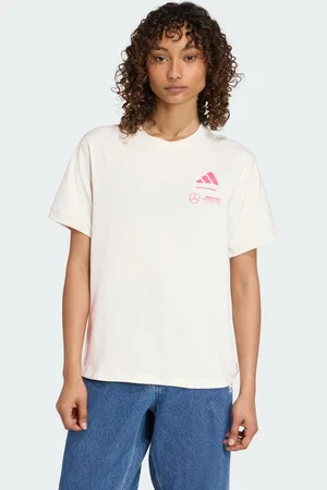 adidas Playera Estampada de Verano Del Equipo de Fórmula 1 Mercedes - Amg Petronas Off Blanco - Mujer