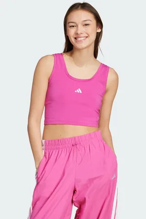 adidas Playera Sin Mangas Essentials Small Logo Cotton Lifestyle Semi Lucid Fuchsia - Mujer
