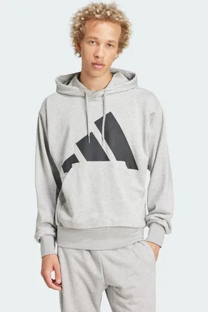 adidas Sudadera Con Gorro Essentials Logo Grande Felpa Francesa Medium Gris Gris - Hombre