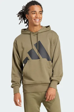 adidas Sudadera Con Gorro Essentials Logo Grande Felpa Francesa Olive Strata - Hombre