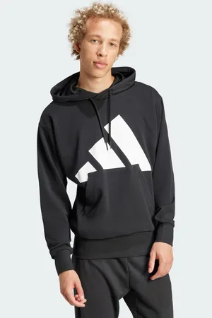 adidas Sudadera Con Gorro Essentials Logo Grande Felpa Francesa Negro - Hombre