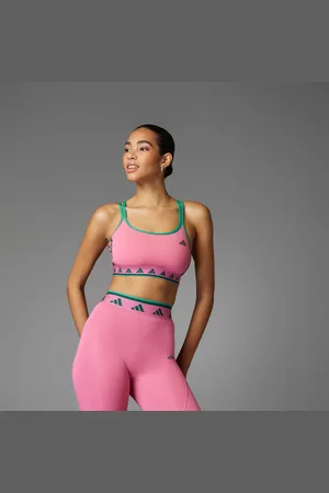 adidas Bralette Hyperglam Doble Banda Elástica Color Pop Rosa Fusion - Mujer