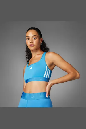 adidas Top Deportivo Training Powerreact Hyperglam Soporte Medio Ray Azul - Mujer