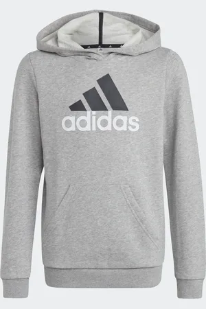 adidas Sudadera Con Gorro Essentials Logo Bicolor Grande Medium Gris Gris - Niño