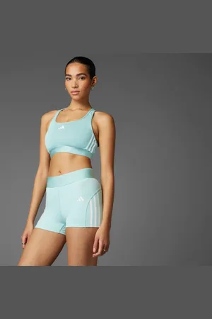 adidas Top Deportivo Training Powerreact Hyperglam Soporte Medio Semi Flash Aqua - Mujer