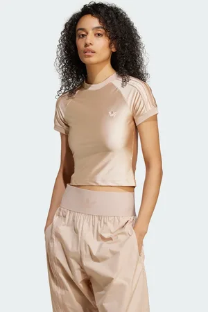 adidas Playera Cali de 3 Franjas Ash Pearl - Mujer