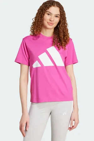 adidas Playera de Algodón Essentials Con Logo Grande Semi Lucid Fuchsia - Mujer
