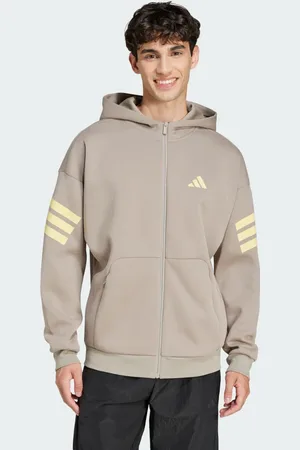 adidas Chamarra Con Gorro Future Icons 3 Franjas Con Cierre Frontal Putty Beige - Hombre