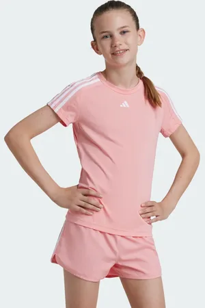 adidas Playera Deportiva Train Essentials Aeroready 3 Franjas Semi Rosa Spark - Niño