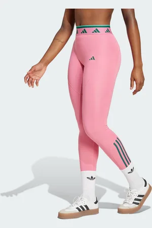 adidas Mallas Largas Hyperglam Color Pop Corte Alto Rosa Fusion - Mujer