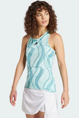 adidas Playera Sin Mangas Club Para Tenis Estampada Semi Flash Aqua - Mujer
