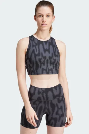 adidas Playera Sin Mangas Yoga Studio Estampada Negro - Mujer