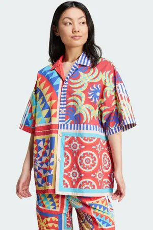 adidas Camisa x Farm Rio Bold Azul - Mujer