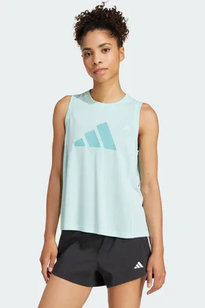 adidas Playera Sin Mangas de Entrenamiento Train Essentials Big Performance Logo Semi Flash Aqua - Mujer