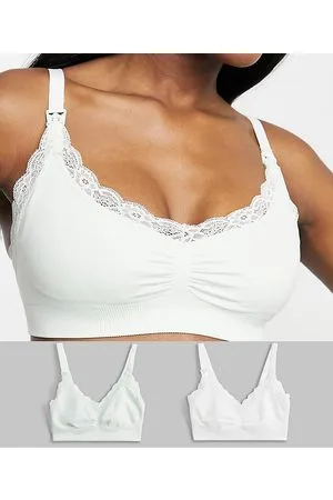 Mamalicious Maternity 2-pack nursing bras in white and sage green