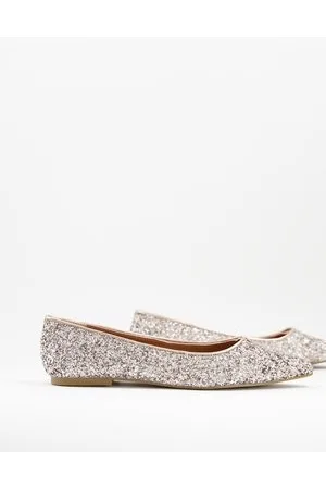 ASOS Lucky pointed ballet flats in rose glitter
