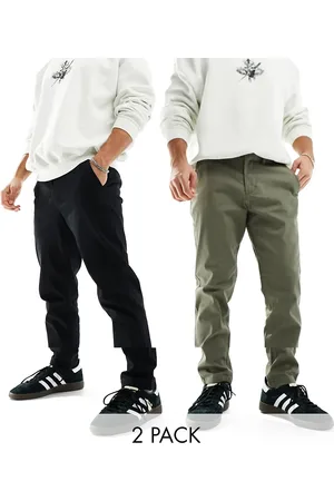 JACK & JONES Intelligence 2 pack slim tapered chino in dusty olive & black