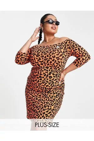 adidas X Rich Mnisi Plus all over leopard print bardot dress in