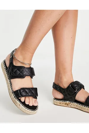 Missguided Quailted faux leather espadrille sandals in